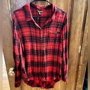 Lucky Brand plaid shirt button down, split back with buttons XL